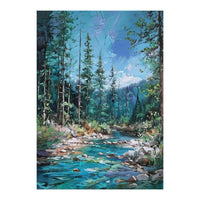 Whispers of the Azure Creek: A Textured Journey (Print Only)