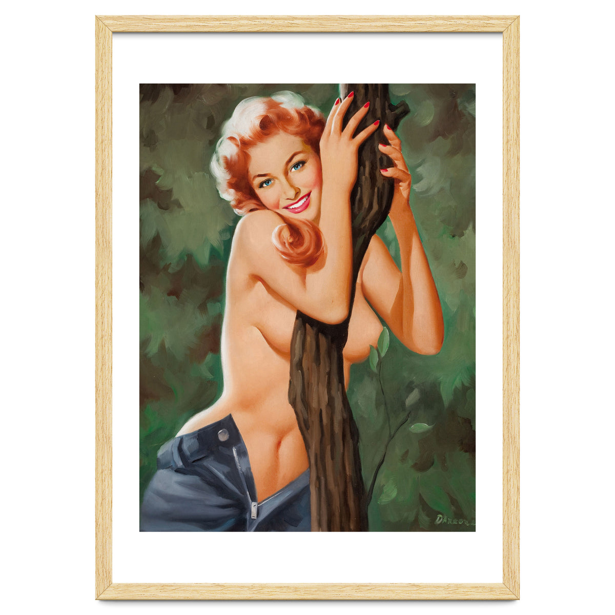 Topless Pinup Behind The Tree