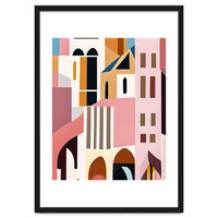 Moroccan City, Pastel Architecture Cityscape Buildings, Travel Eclectic Modern Bohemian Houses