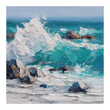 Dynamic Crashing Turquoise Ocean Wave Against Rugged Coastal Rocks (Print Only) thumbnail