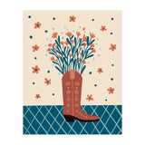 Mocha Cowboy boot with flowers (Print Only) thumbnail