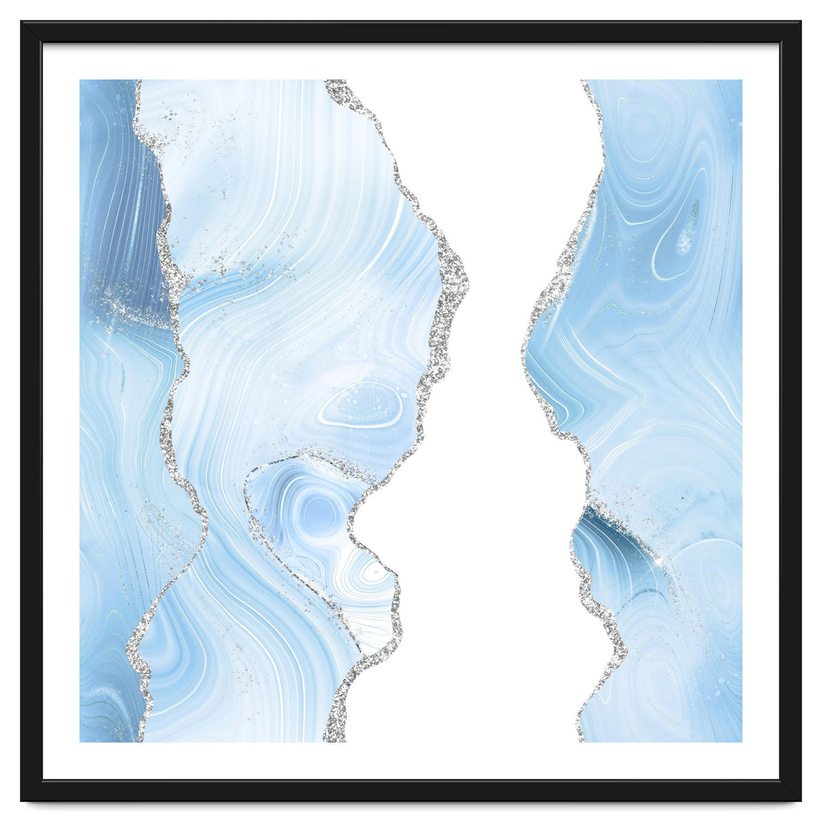 Blue & Silver Agate Glitter Texture 06