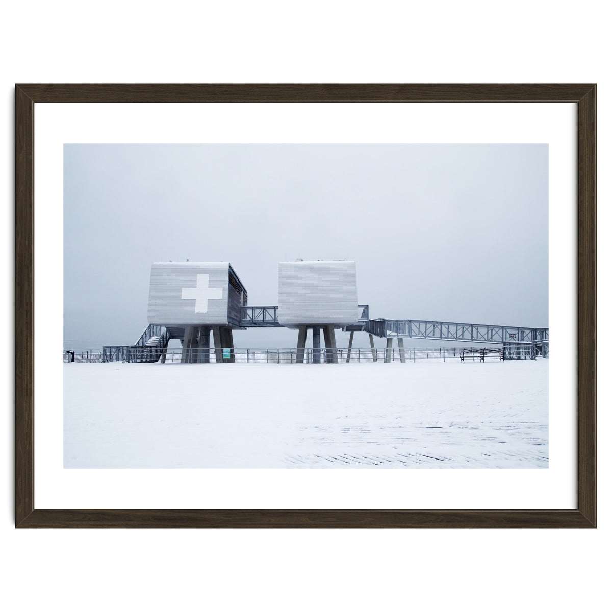 First aid house in the winter seascape