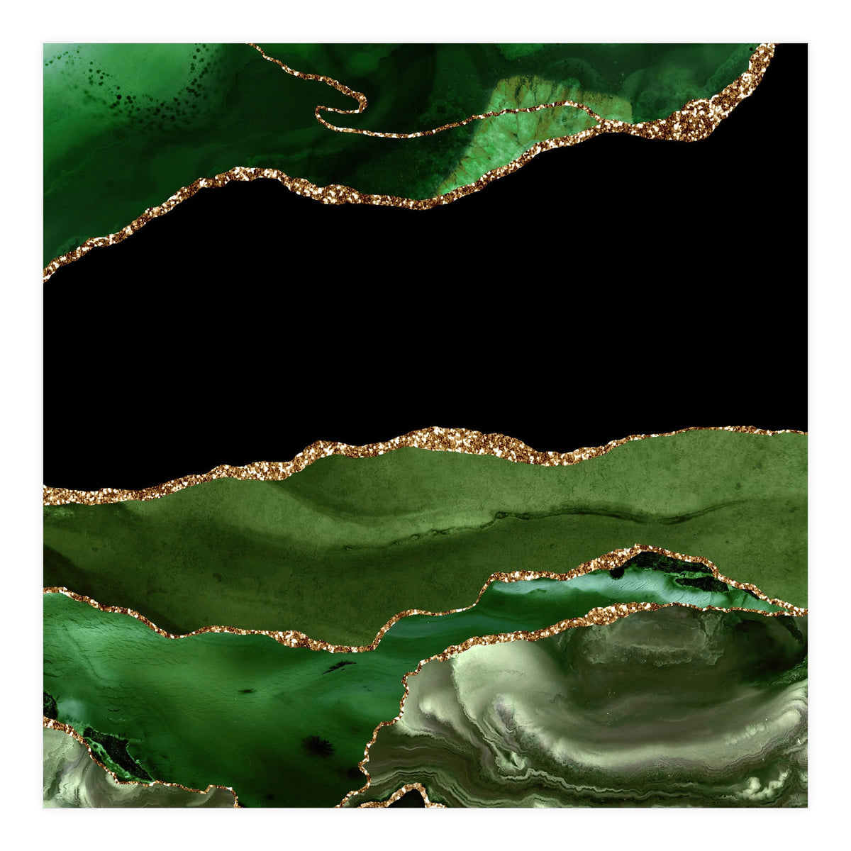 Green & Gold Agate Texture 16 (Print Only)