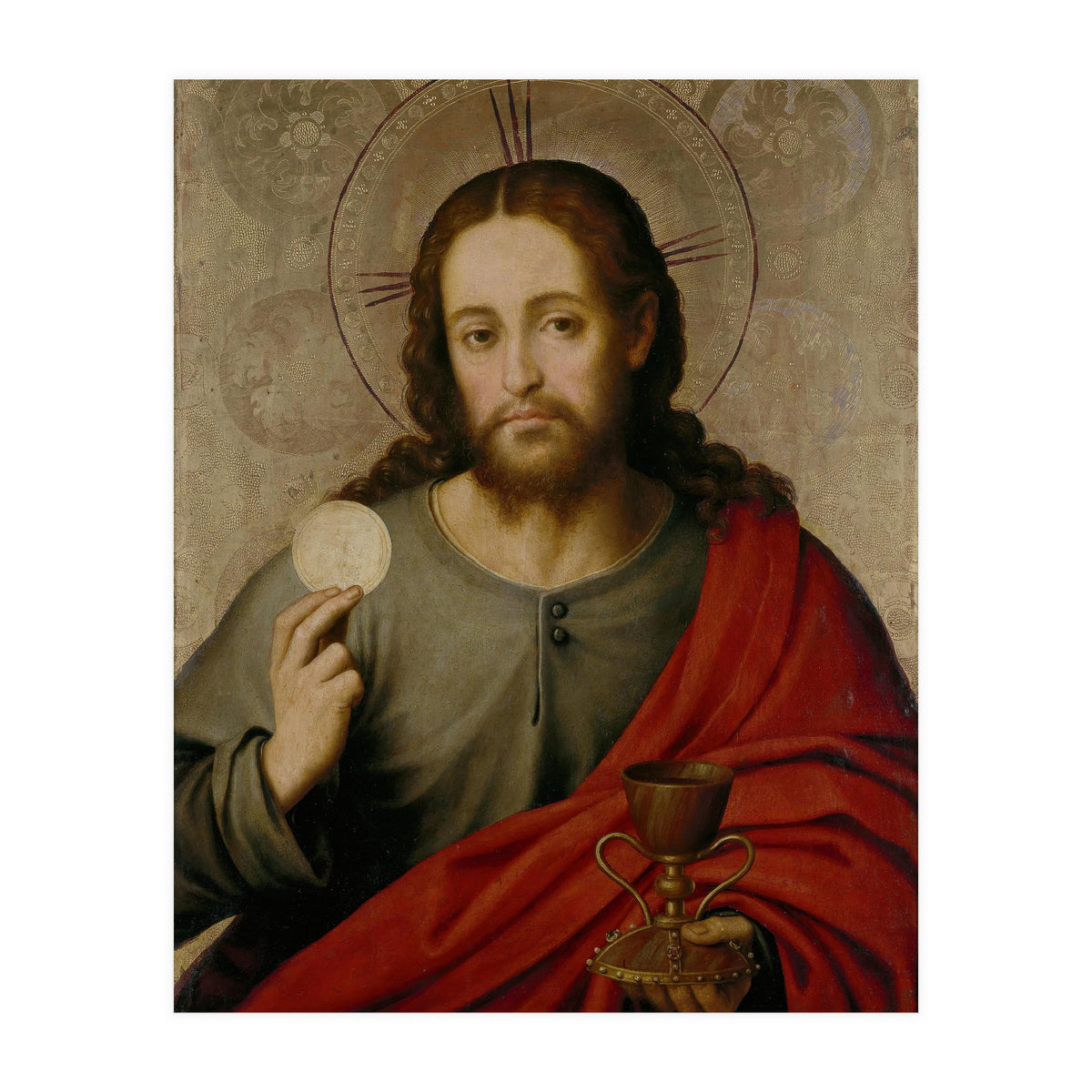 Juan de Juanes / 'The Saviour', 1545-1550, Spanish School, Oil on panel, 73 cm x 49 cm, P00845. (Print Only)