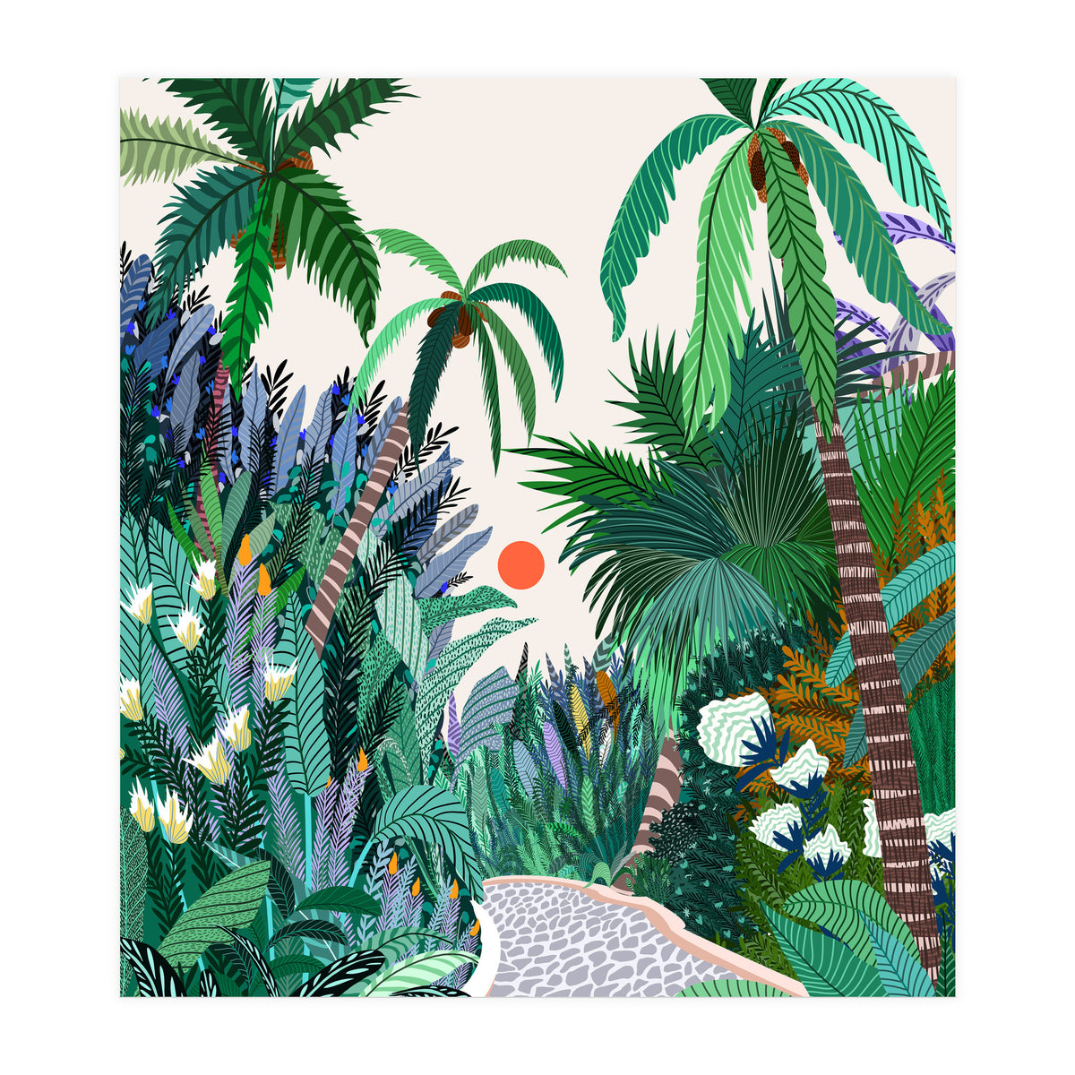 The Urban Jungle Route, Botanical Tropical Nature Plants, Forest Bohemian Eclectic Trees, Exotic Garden Palm Travel Boho (Print Only)