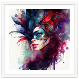 Turquoise Feathered Carnival Mask Portrait thumbnail