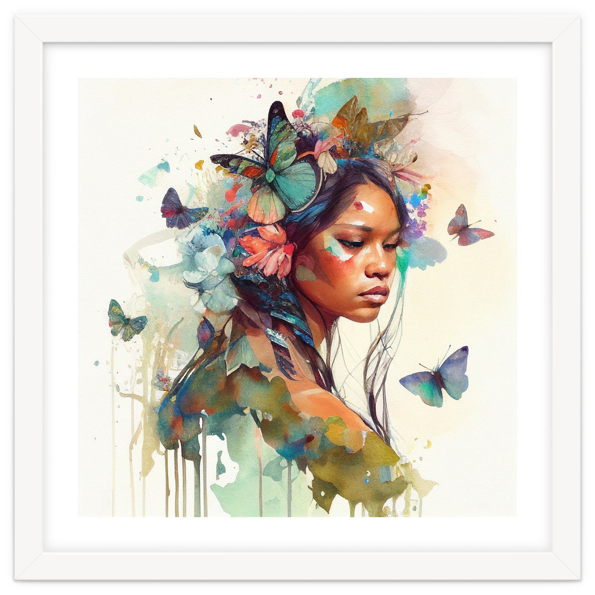 Floral Native Warrior Woman Butterfly Dance