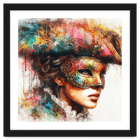 Watercolor Carnival Venetian Mask Woman