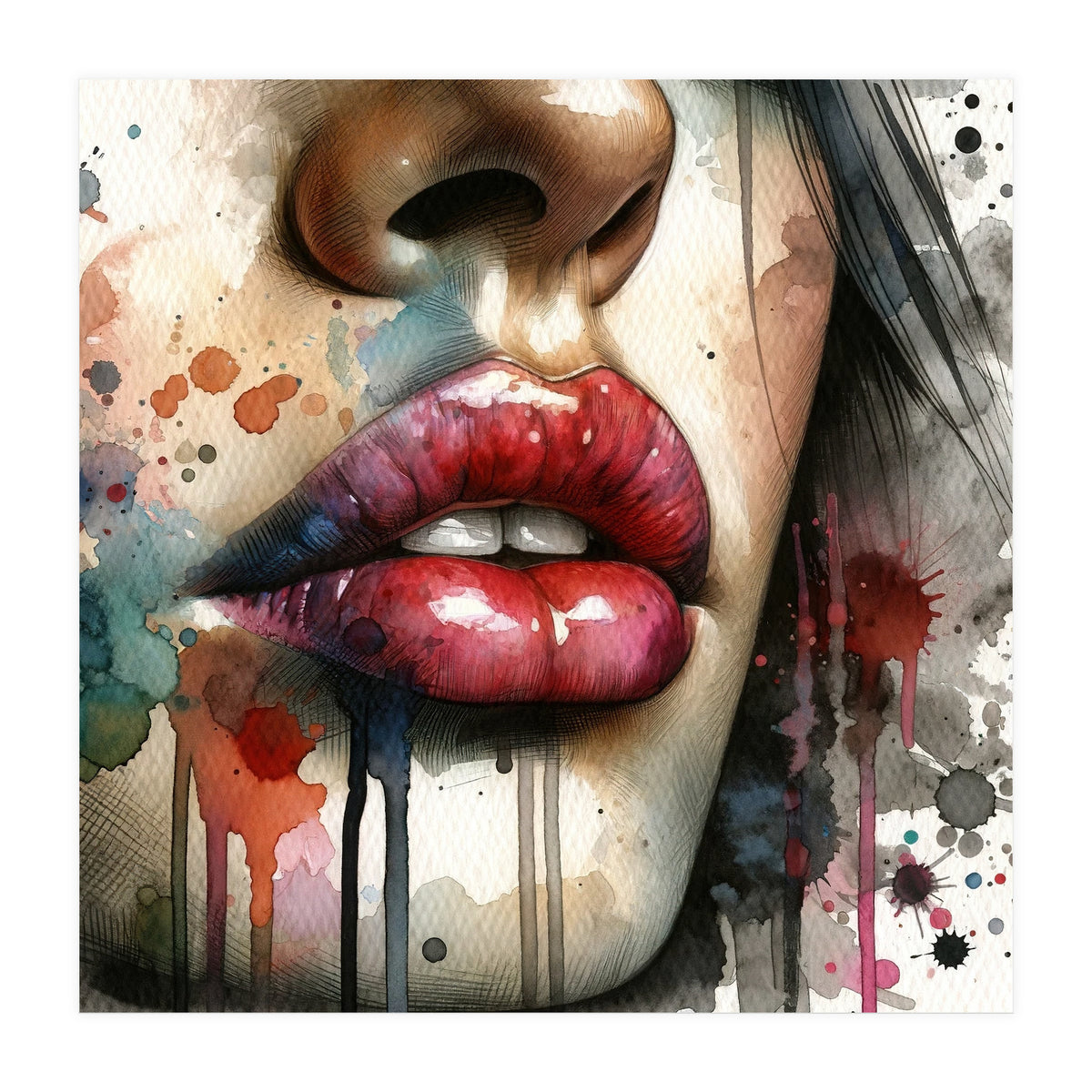 Watercolor Women Lips #1 (Print Only)