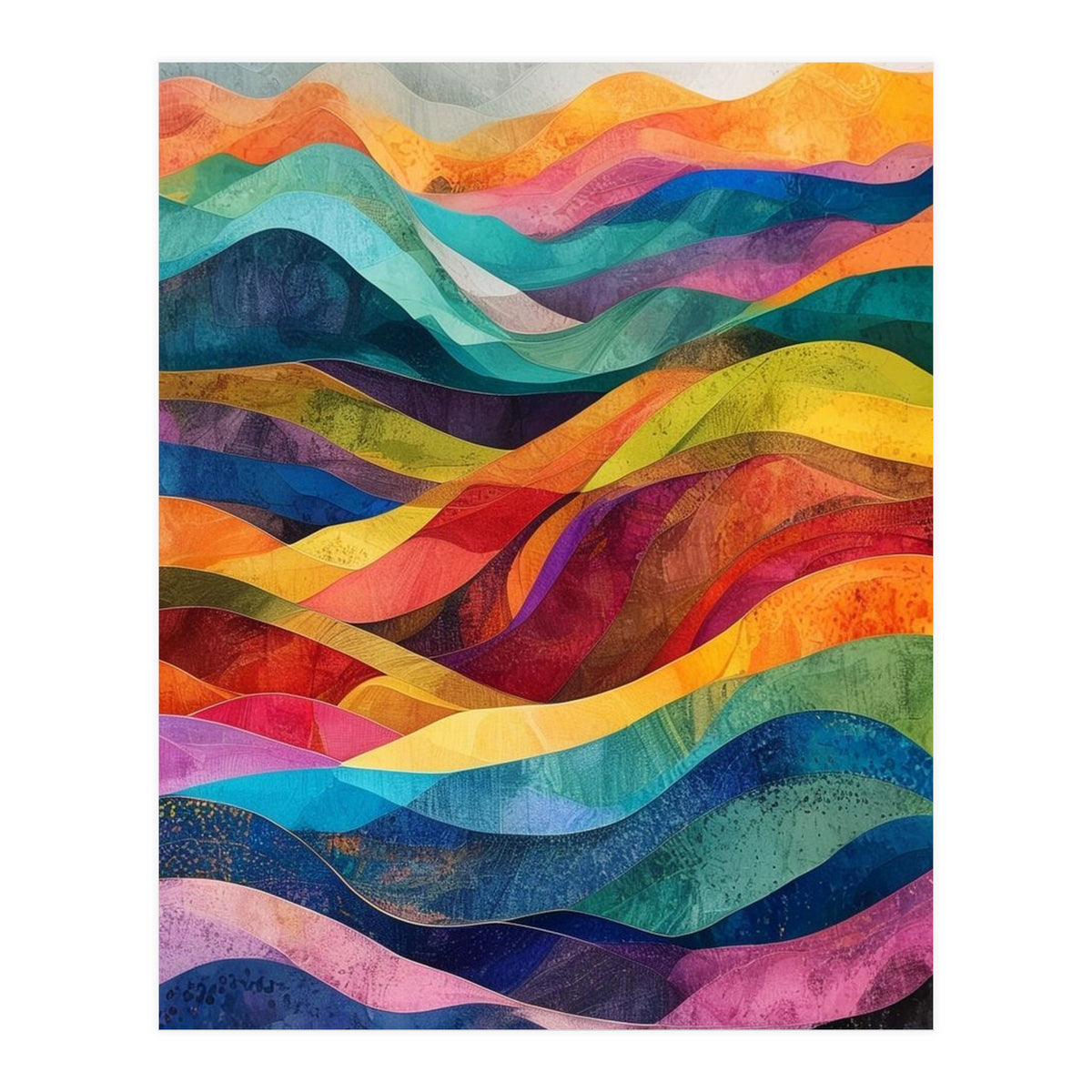 Vibrant Abstract Ribbon Landscape Art (Print Only)