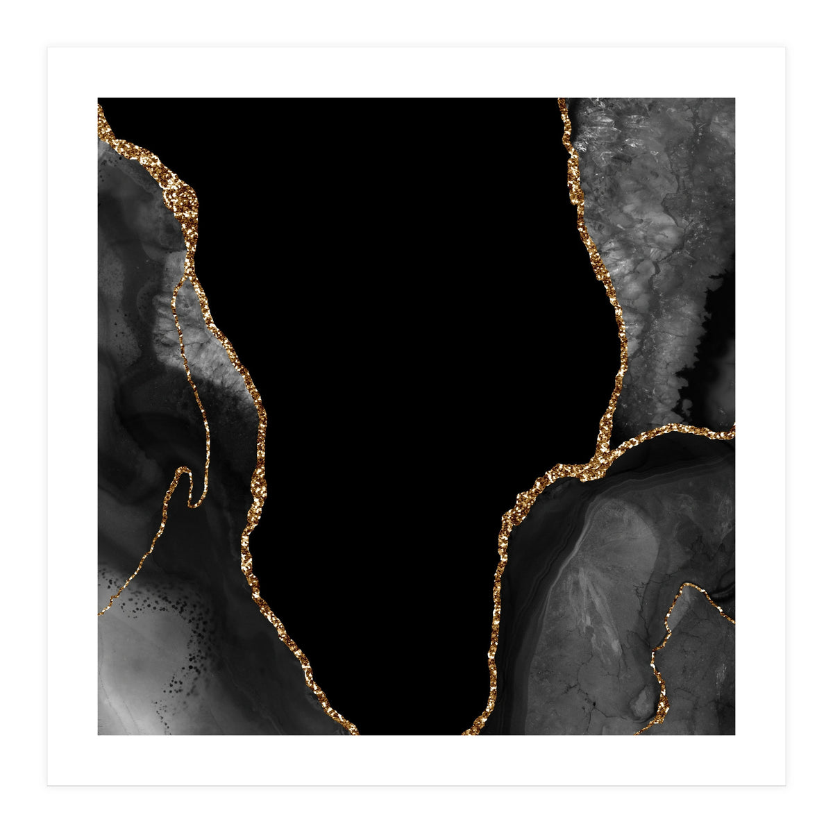 Black & Gold Agate Texture 03 (Print Only)