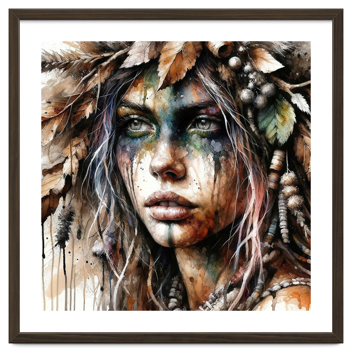 Autumn Leaf Druid Woman Portrait