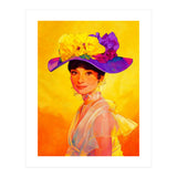 Audrey Hepburn Pop Art, Vibrant Floral Hat Portrait, Iconic Movie Star Illustration (Print Only) thumbnail