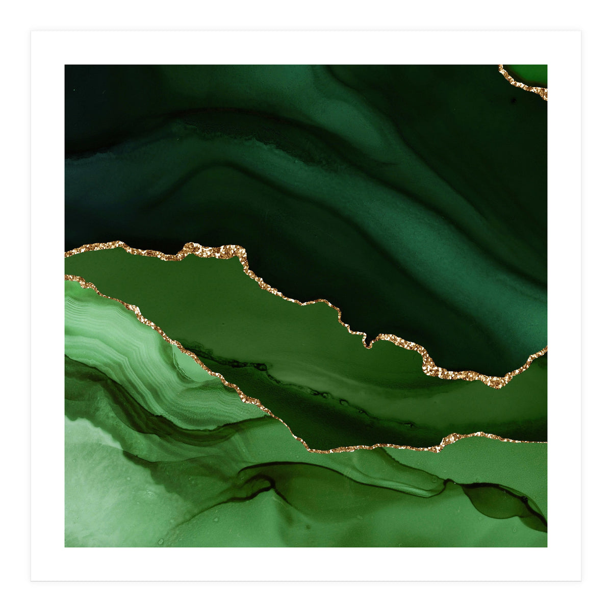 Green & Gold Agate Texture 12  (Print Only)