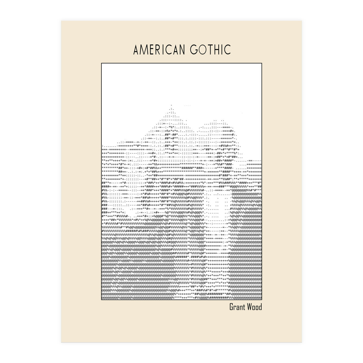 American Gothic – Grant Wood (ascii Art) (Print Only)
