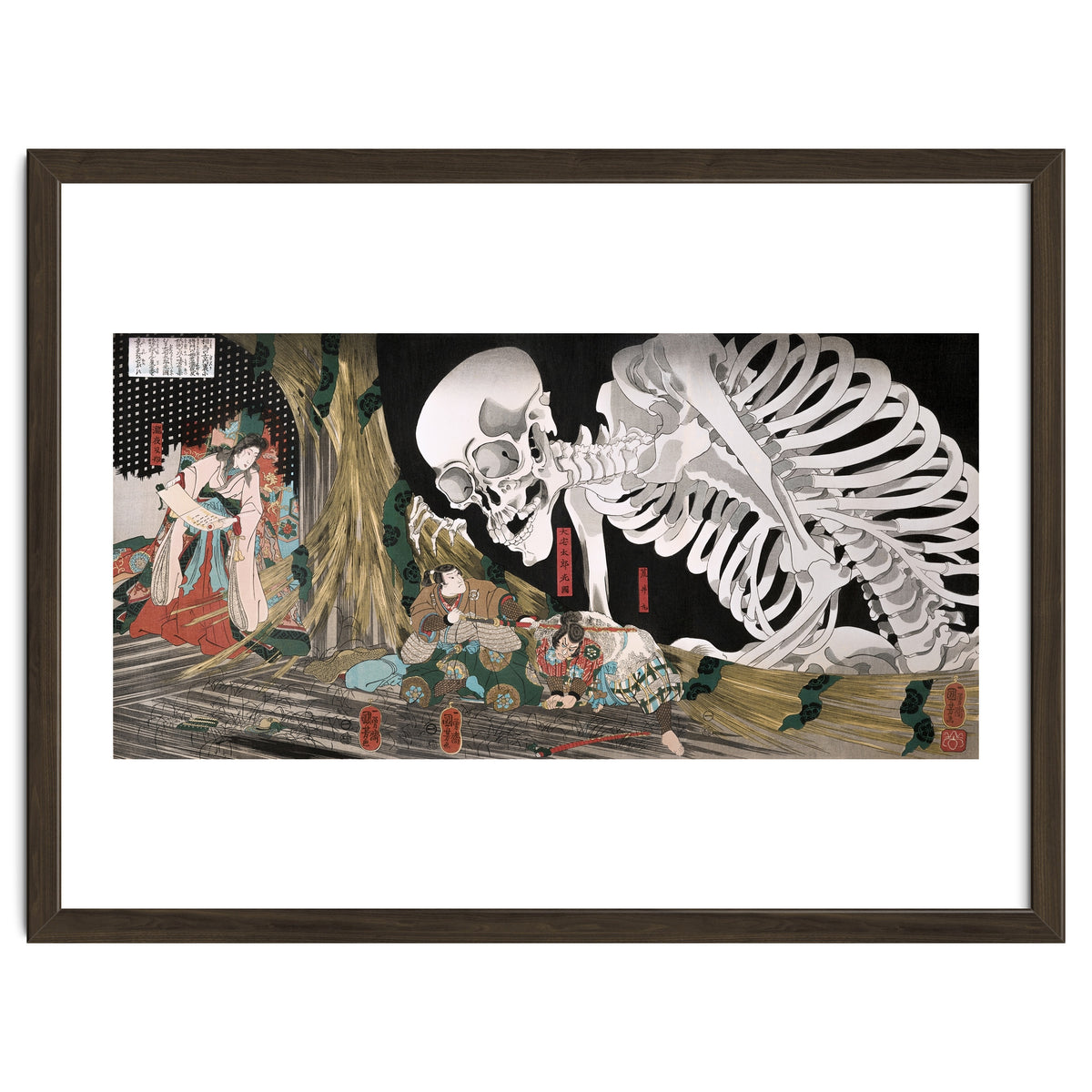 Utagawa Kuniyoshi – Mitsukuni Defying the Skeleton Specter (1910) | Dramatic Japanese Ukiyo-e Masterpiece