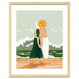 Celestial Union, Sun & Moon Love Couple, Ocean Sea Beach Landscape Nature, Summer Bohemian People thumbnail
