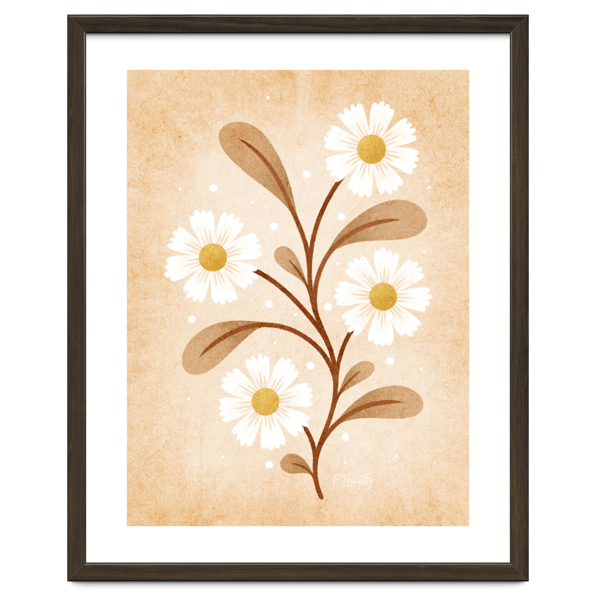 Vintage Beige Daisies
