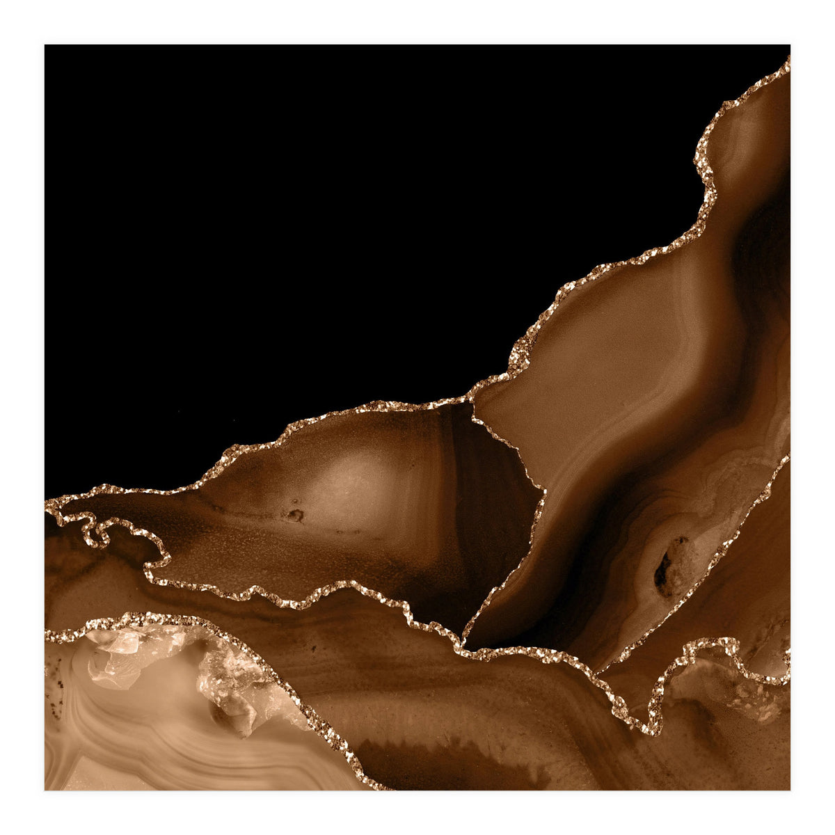 Brown & Gold Agate Texture 03 (Print Only)
