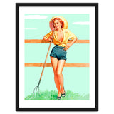 Pinup Country girl Posing With Pitchfork thumbnail
