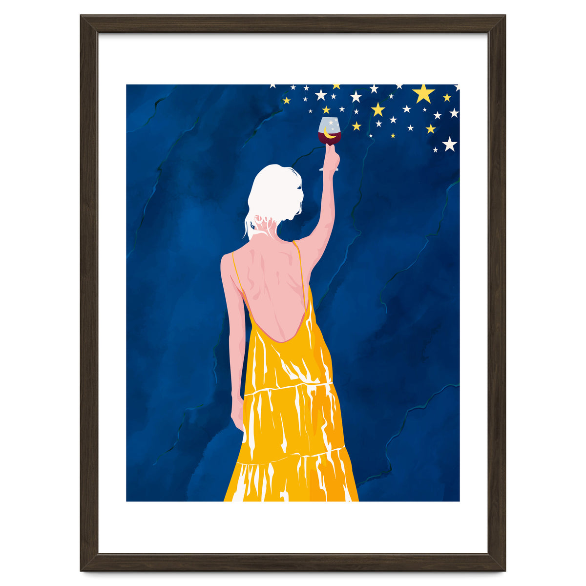 Pour Me Some Magic, Moon Stars Night Sky, Bohemian Woman Positivity Hope Miracle, Wine Holidays New Years Eclectic Gifts