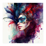 Turquoise Feathered Carnival Mask Portrait (Print Only) thumbnail