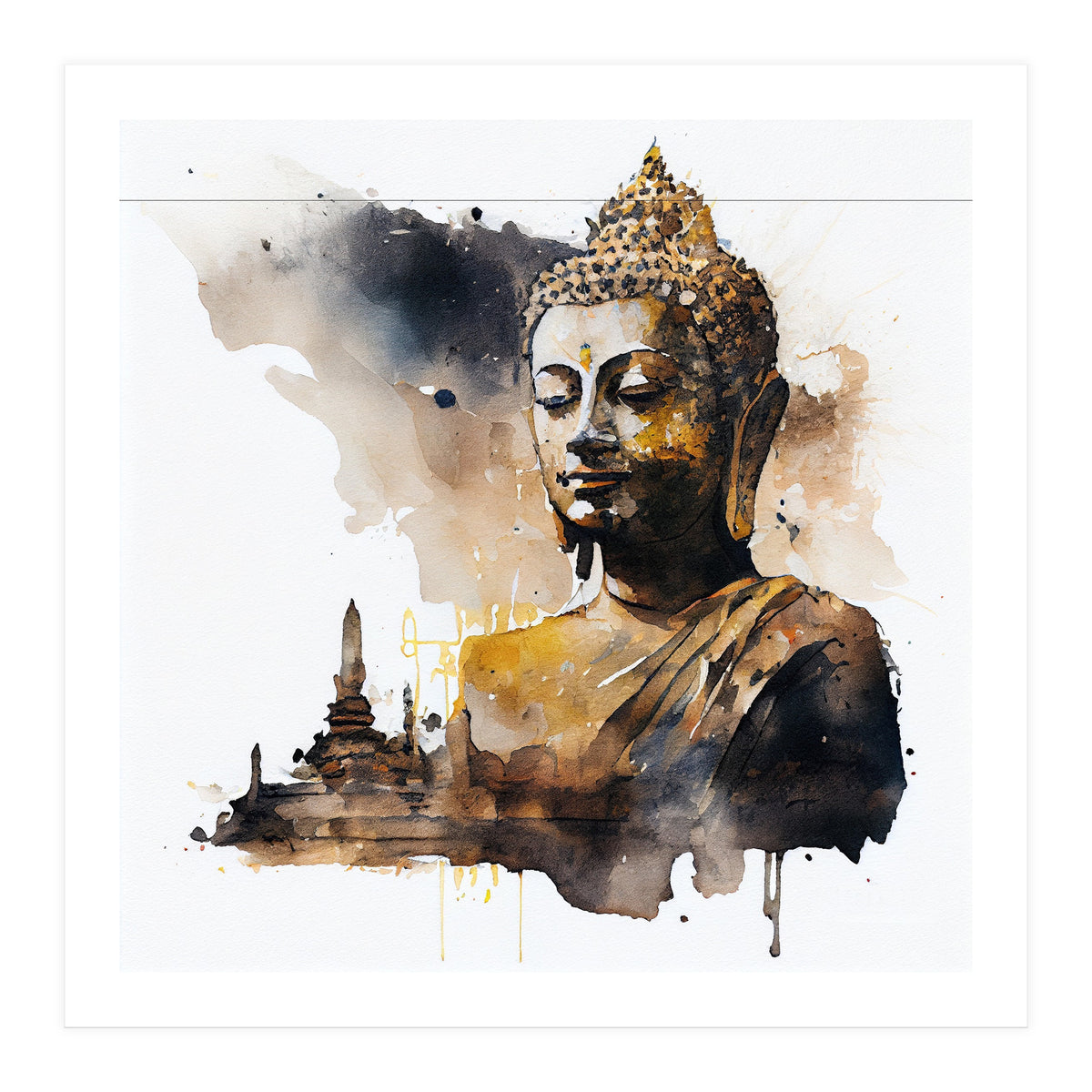 Watercolor Buddha #1 (Print Only)