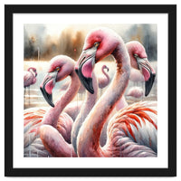 Watercolor Flamingos