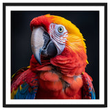 Scarlet Macaw Parrot Head Detailed Portrait Black thumbnail