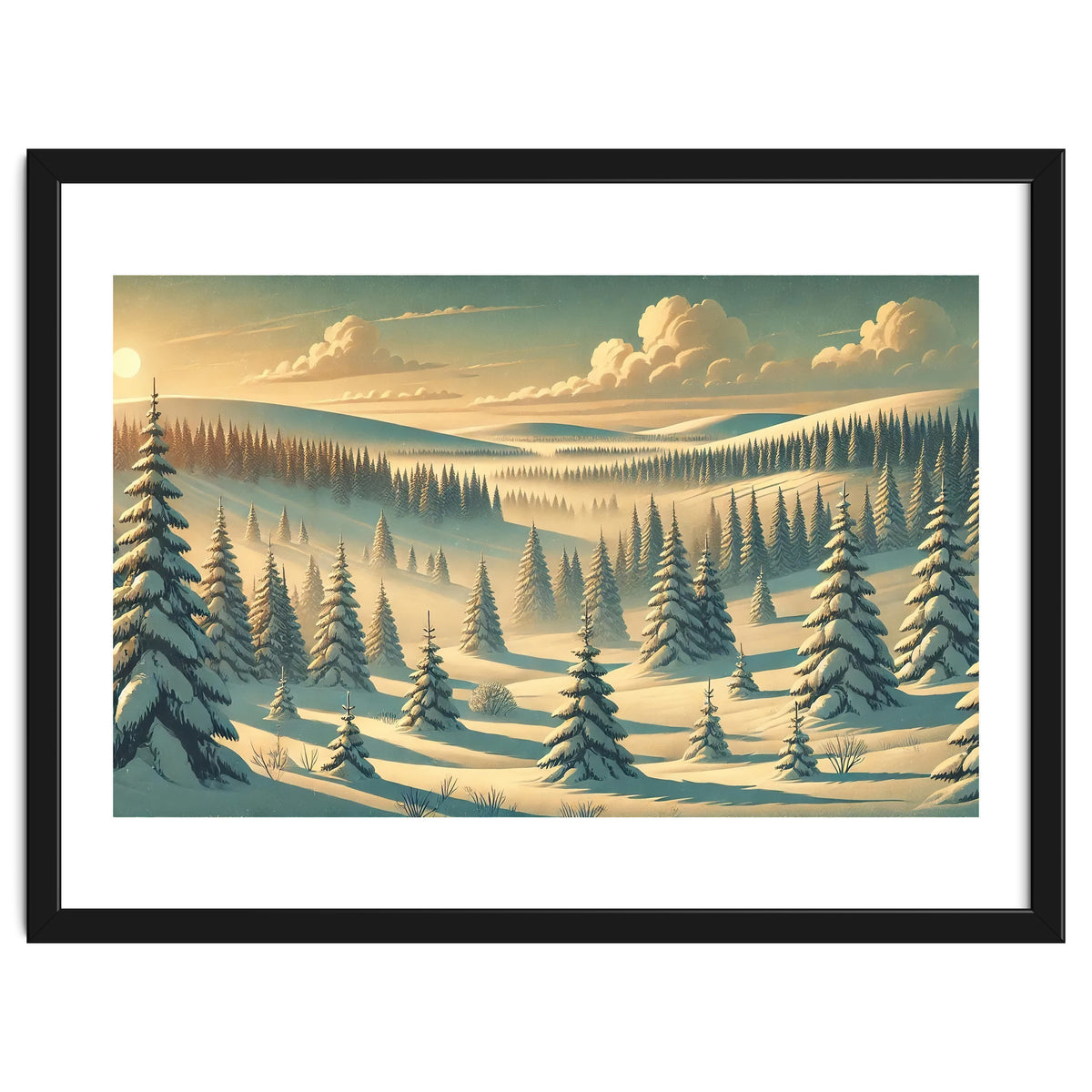Vintage Finland, Lapland Winter Forest Poster
