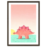 Stegosaurus Watercolor Art, Cute Dinosaur Nursery Print, Coral Dino Illustration thumbnail