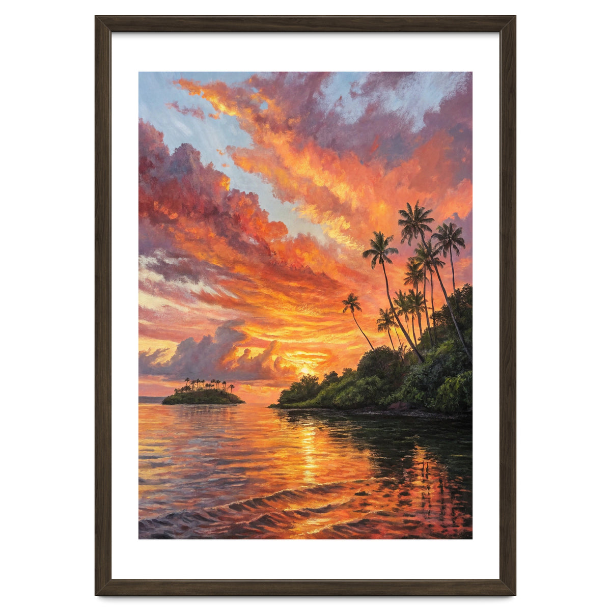 Impressionist Tropical Sunset Over Paradise Island