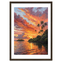 Impressionist Tropical Sunset Over Paradise Island