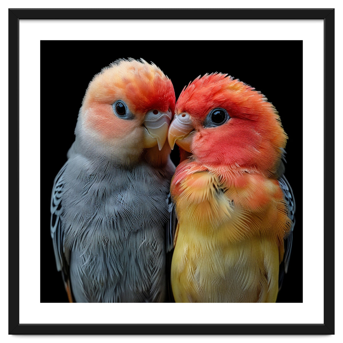 Two Lovebirds Nuzzle Together
