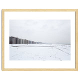 Traces of driving a car on a snowy coast thumbnail
