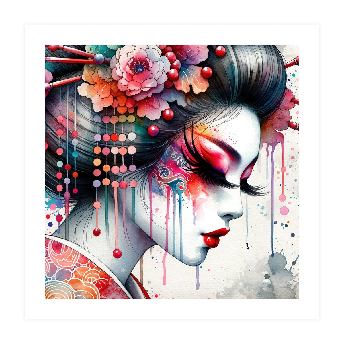 Ornate Bloom Modern Geisha (Print Only)