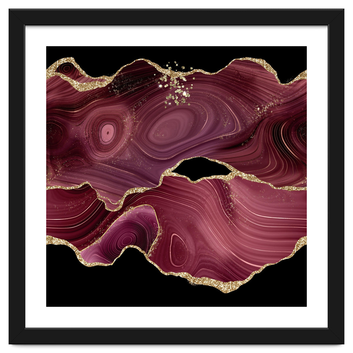 Burgundy & Gold Glitter Agate Texture 03