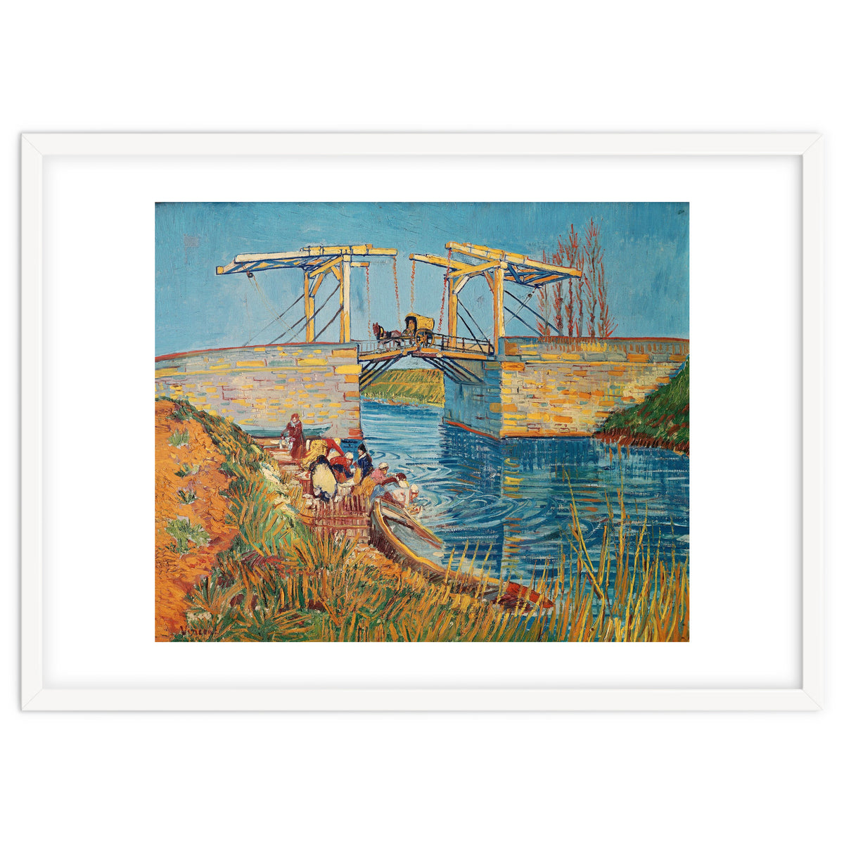 Drawbridge at Arles with a group of washerwomen (pont de Langlois, Arles, France).