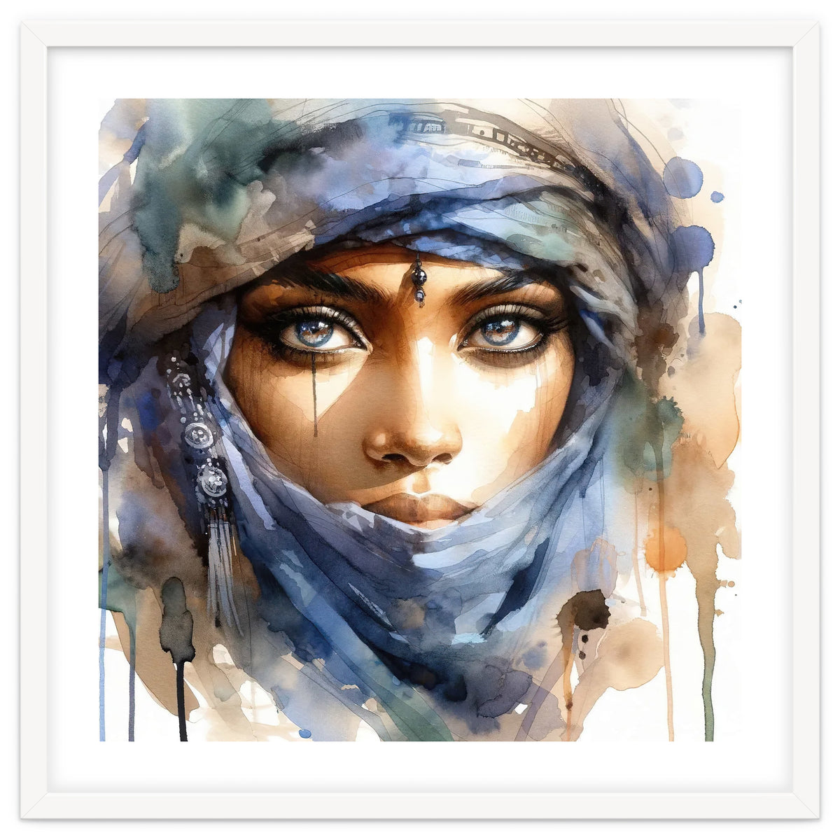 Blue Veil Tuareg Woman Portrait