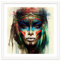 Turquoise Warrior Woman Portrait