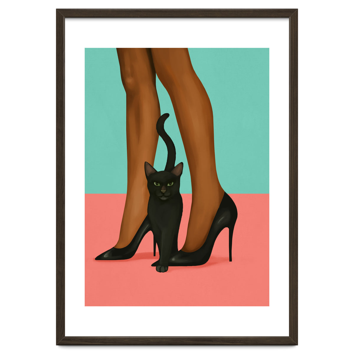 Woman In Heels With Black Cat