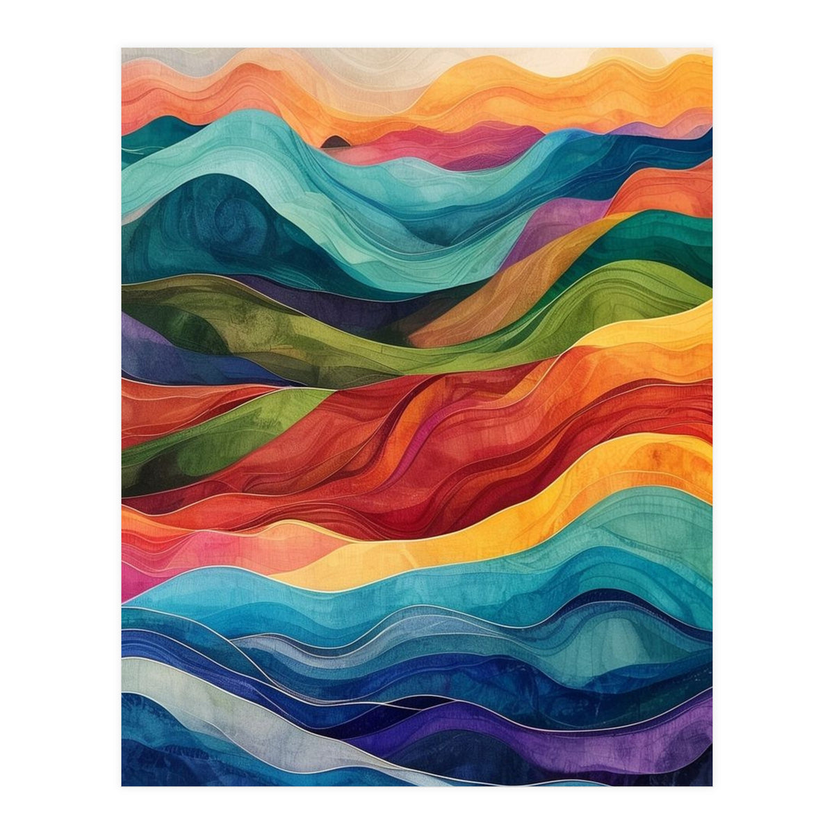 Abstract Rainbow Wave Landscape (Print Only)