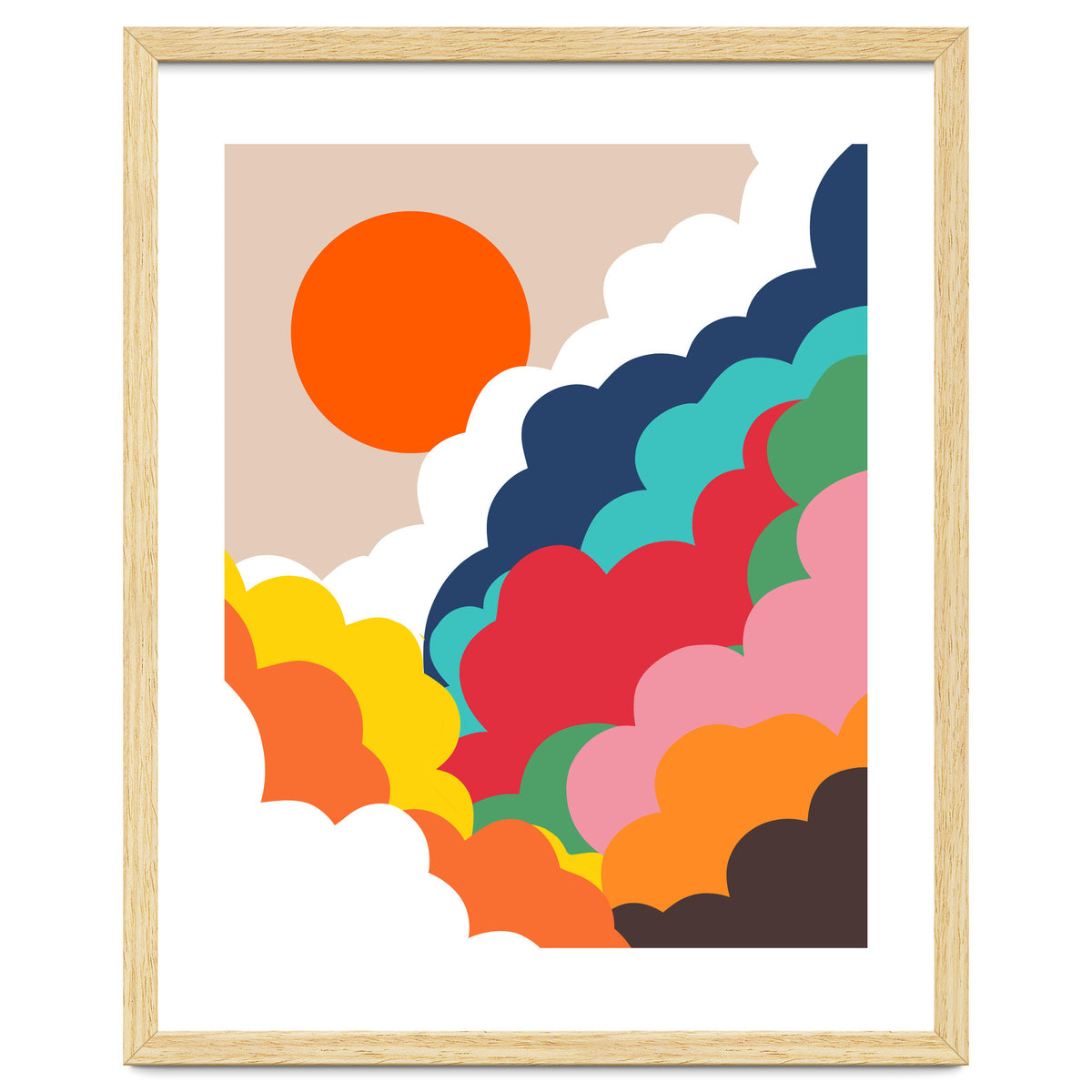 Head In The Clouds, Positivity Nature Sunrise Sunset, Sky Bohemian Comic Retro Eclectic Illustration