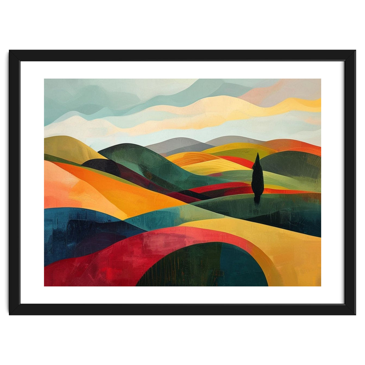 Abstract Tuscan Hills Landscape Painting