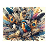 Kingfisher And Songbirds In Peacock Feathers (Print Only)