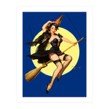 Pinup Sexy Witch Posing On A Broom (Print Only) thumbnail