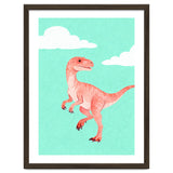 Velociraptor Watercolor Art, Cute Dino Nursery Print, Whimsical Dinosaur Illustration thumbnail