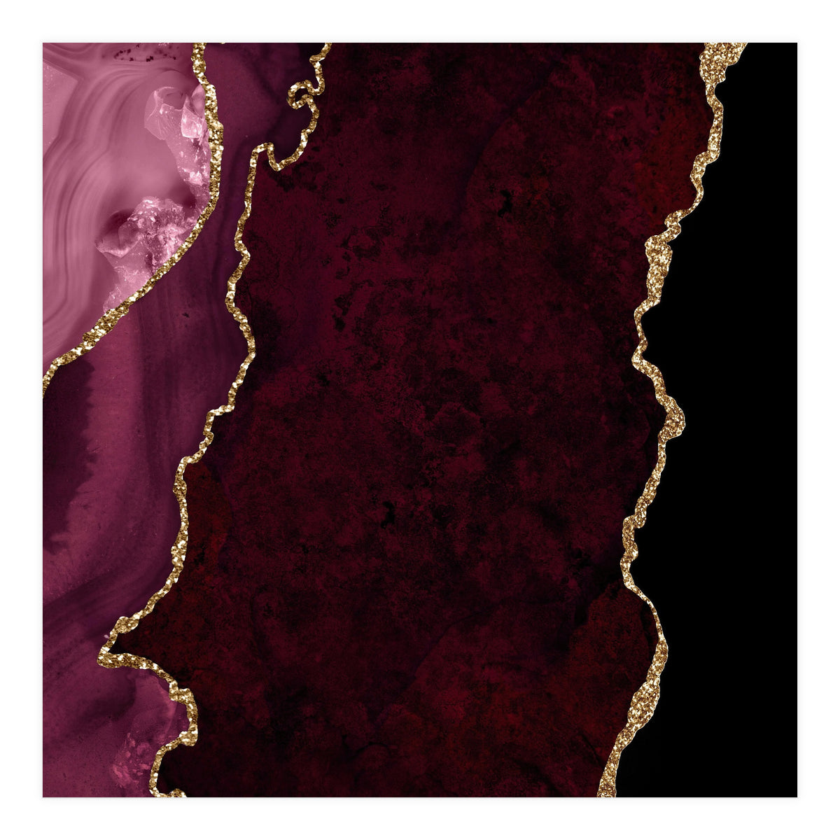 Burgundy & Gold Agate Texture 15  (Print Only)