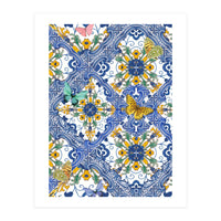 Sicilian Italian Tiles Butterflies And Flowers (Print Only)